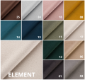 DOSTĘPNE TKANINY: ELEMENT - tkania miła i przyjemna w dotyku. Wykonana w Technologii WATER BLOCKED, która zapewnia ograniczoną wchłanialność rozlanych płynów. Tkanina przyjazna zwierzętom, dzieciom oraz środowisku.