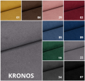 KRONOS - miękka i przyjemna w dotyku tkanina - plusz. Posiada gęste połyskujące włosie, które mieni się w świetle. Mikrowłoski tkaniny zmieniają również subtelnie swoje położenie, gdy przejedzie się po nich dłonią.
