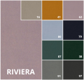 RIVIERA - to tkanina mocna i wytrzymała, a przy tym miękka i przyjemna w dotyku; o delikatnej, prawie niewidocznej strukturze i cieniującym się włosiu. Materiał z gatunku pluszowych tkanin.