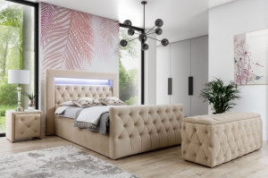 ŁÓŻKO KONTYNENTALNE BOXSPRING WESPER - LED