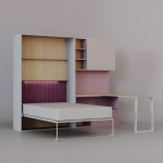 Półkotapczan LUMI z Biurkiem – Łóżko w Szafie 120x200 Łóżko skadane, biurko