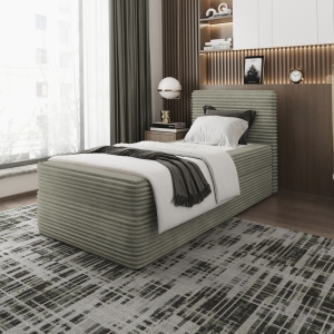 Łóżko kontynentalne, pojedyncze, tapicerowane z materacem, sypialniane - ZENO MINI