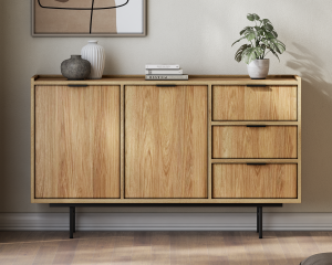 Komoda 150 cm 2D3S Edison - rustykalna na wysokich nogach, nowoczesna 