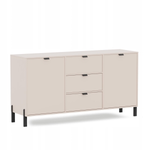Komoda Cremona 160 cm, 2-drzwiowa z szufladami - beż piaskowy, styl loftowy