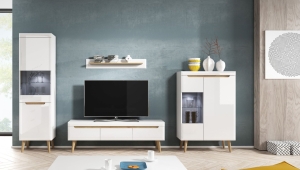 MEBLOŚCIANKA MEBLI NASA1 Biały+Biały Połysk