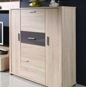 Komoda Zumba 3 / Dąb sonoma +Grafit połysk