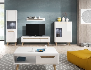 MEBLOŚCIANKA MEBLI NASA2 Biały+Biały Połysk